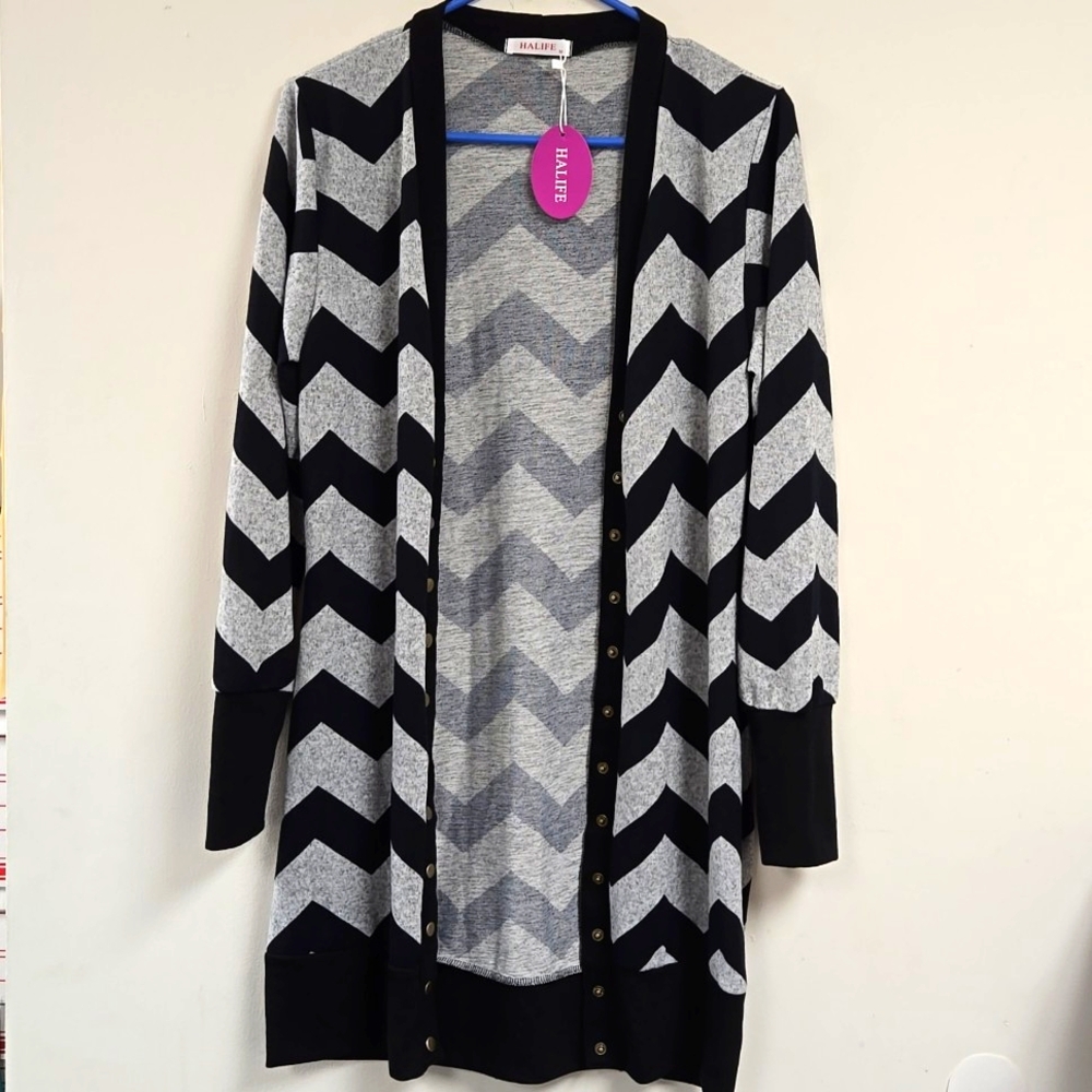 Halife Snap Closure Long Cardigan